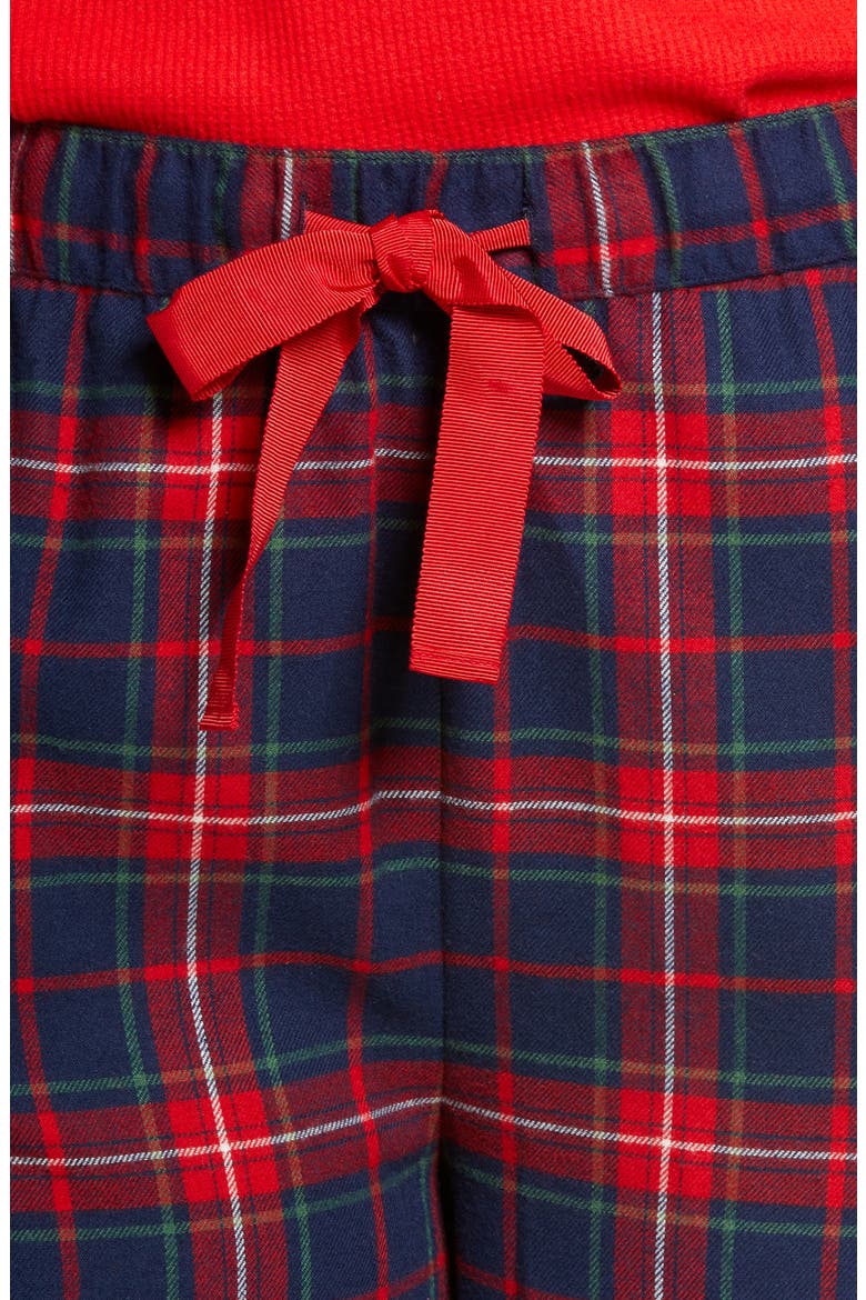 Flannel Tie Waist Pants, Alternate, color, NAVY PEACOAT LAURA PLAID