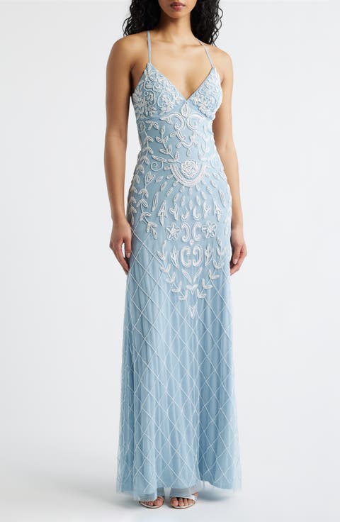 Sequin Embellished Mesh Gown