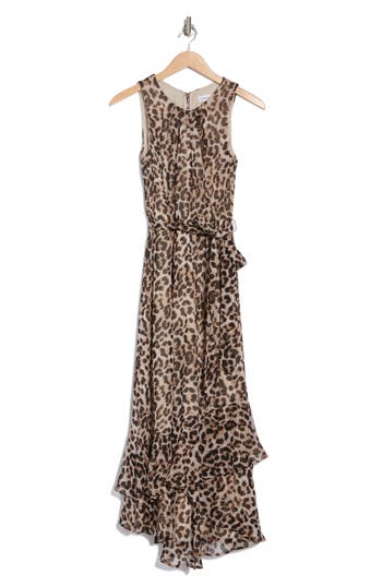 Calvin Klein Animal Chiffon Maxi Dress