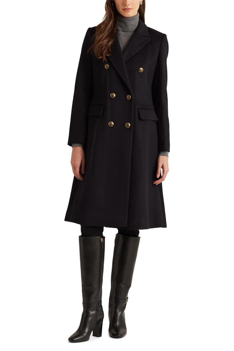 Military Wool Blend Trench Coat, Main, color, REGAL NAVY