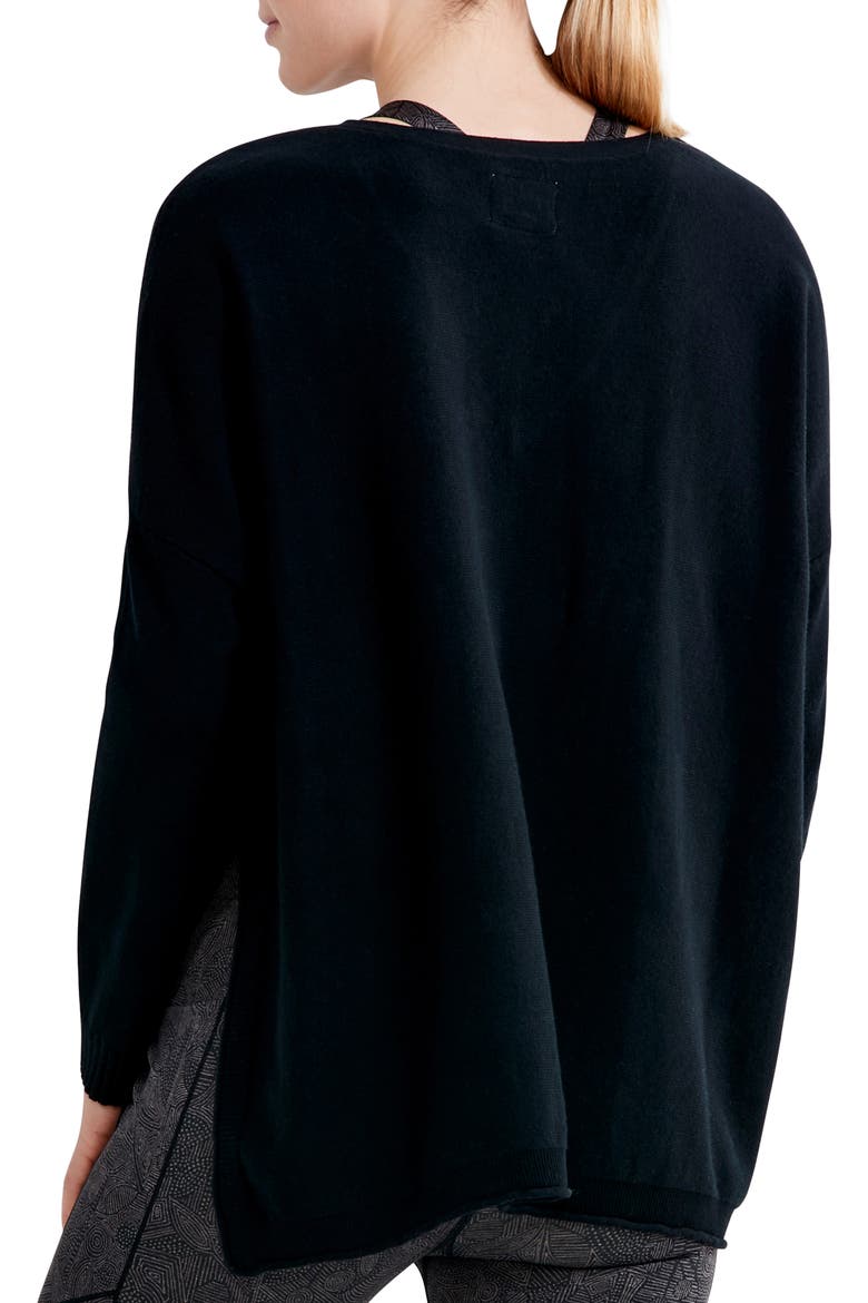 NZ Active Cool Down Side Slit Cotton Blend Sweater, Alternate, color, BLACK ONYX