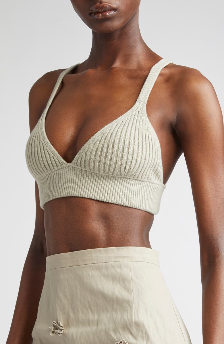 Michael Kors Collection Cashmere Rib Bra, Alternate, color, Almond