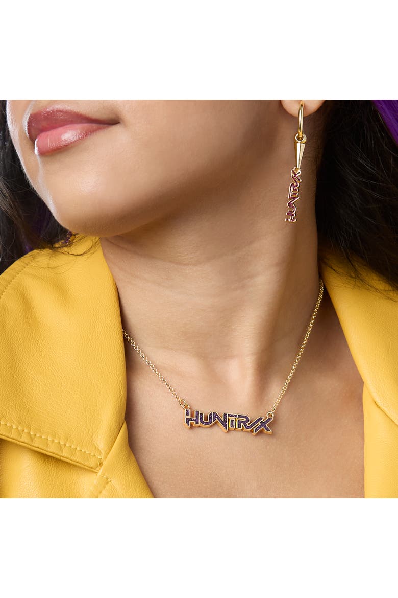 Huntrix Necklace Official License, 16"+3.25" Gold-Tone Huntrix Nameplate Necklace, K-Pop Gifts, Alternate, color, Gold-Tone