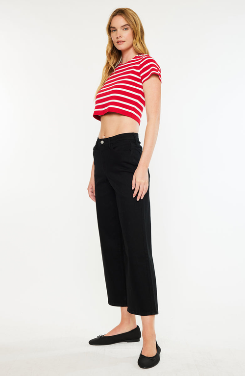 Kancan Shea High Rise Cropped Wide Leg Jeans In Multi