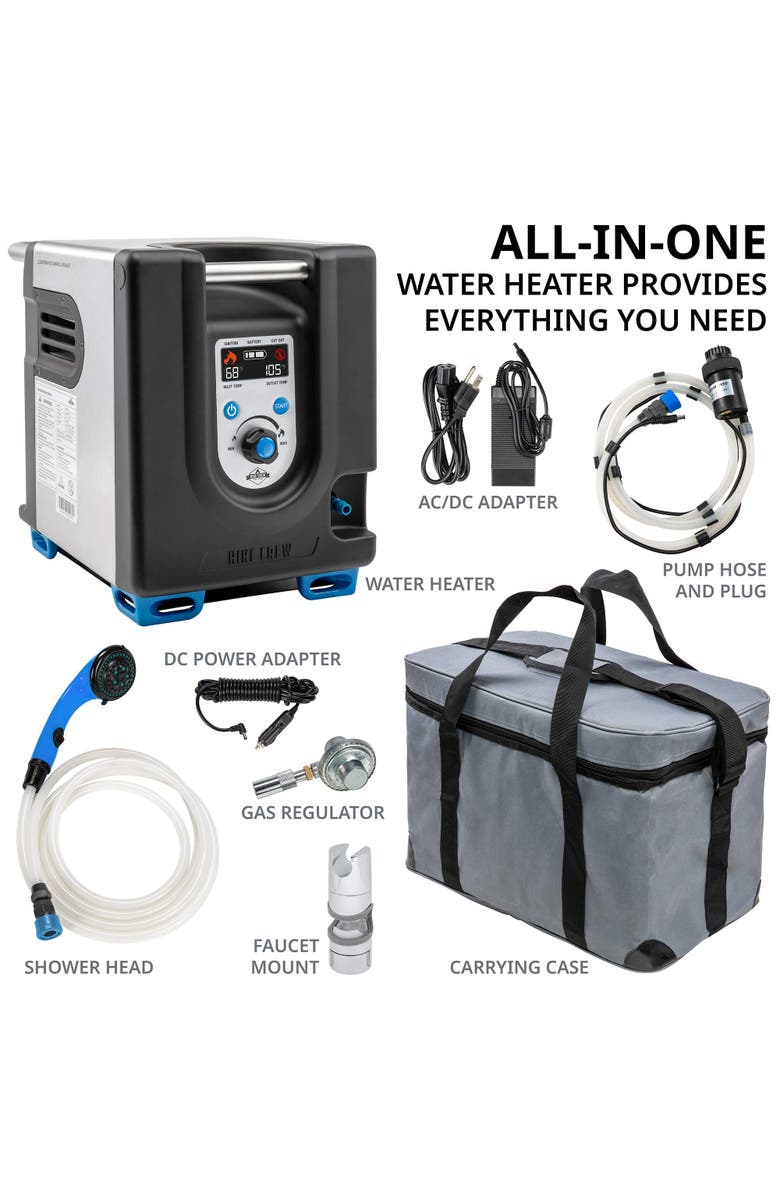 Hike Crew Portable Propane Water Heater & Shower Pump with Built-In Battery, Safety Shutoff & Case, Alternate, color,