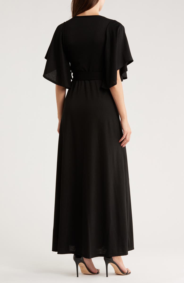 GO COUTURE Wrap Maxi Dress, Alternate, color, Black