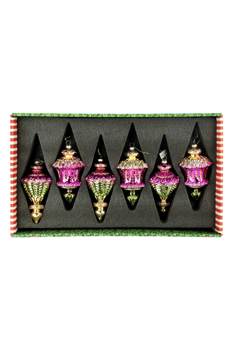 Ornate Lantern Ornament, Box of 6, Alternate, color, Fuschia