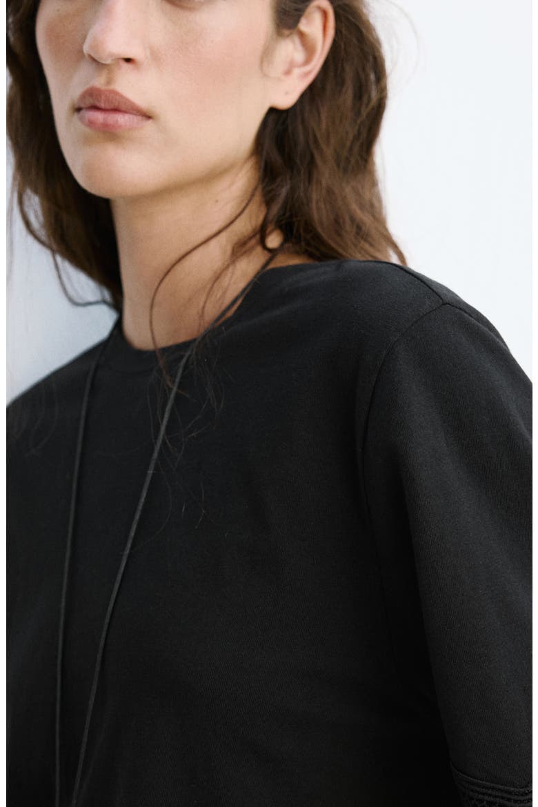 Open Stitch Top, Alternate, color, BLACK
