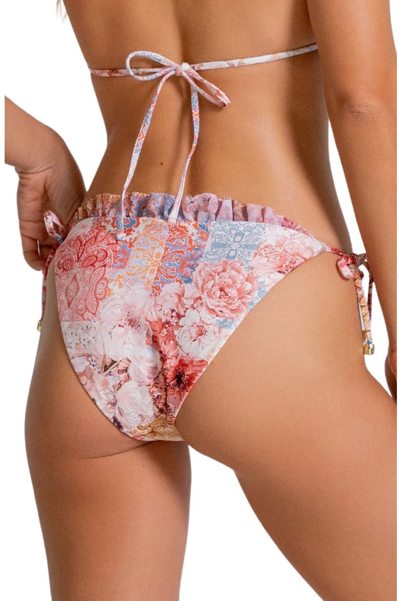 American Fit Ruffle Side Tie Bikini Bottoms, Alternate, color, WHITE MULTI