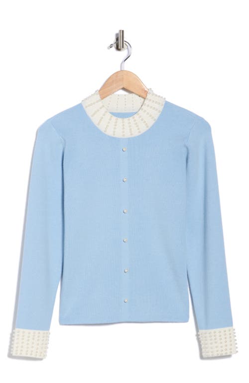 By Design Andi Pearly Beaded Sweater In Blue