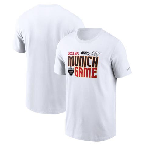 Men's Nike White Seattle Seahawks vs. Tampa Bay Buccaneers Essential Munich Game T-Shirt