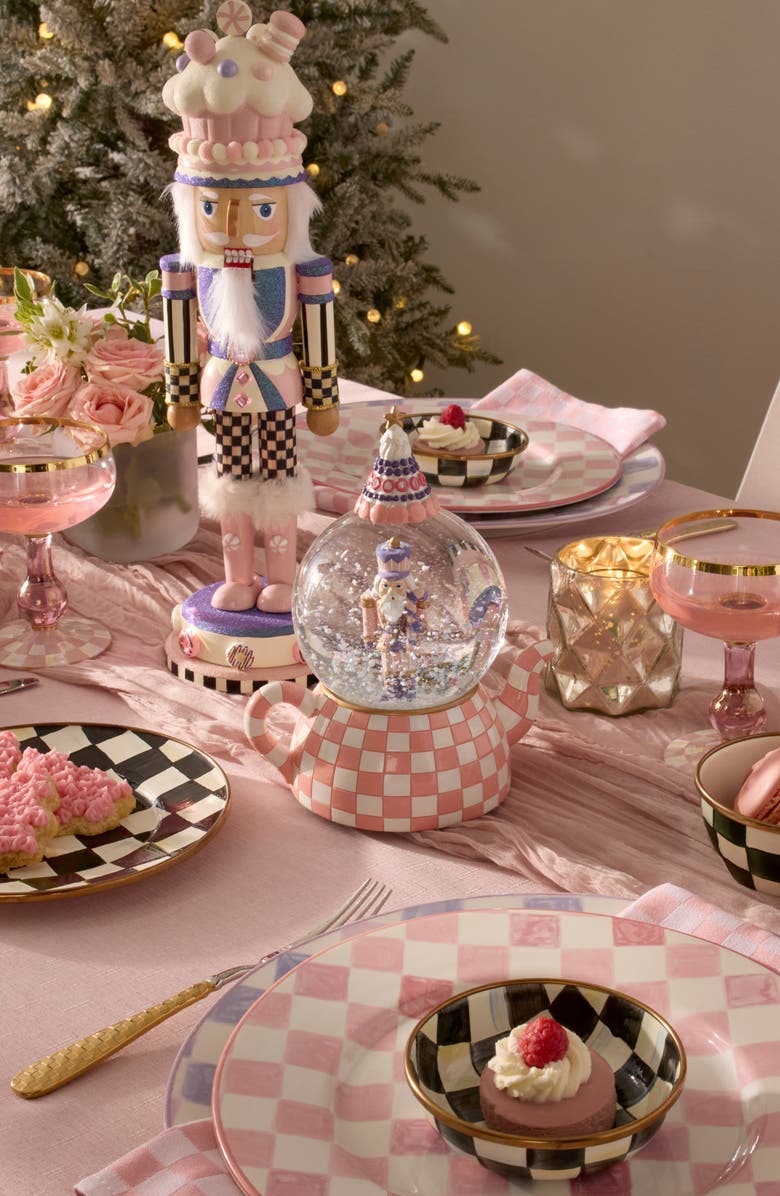 MACKENZIE CHILDS Rosy Check Teacup Snow Globe, Alternate, color, Rosy