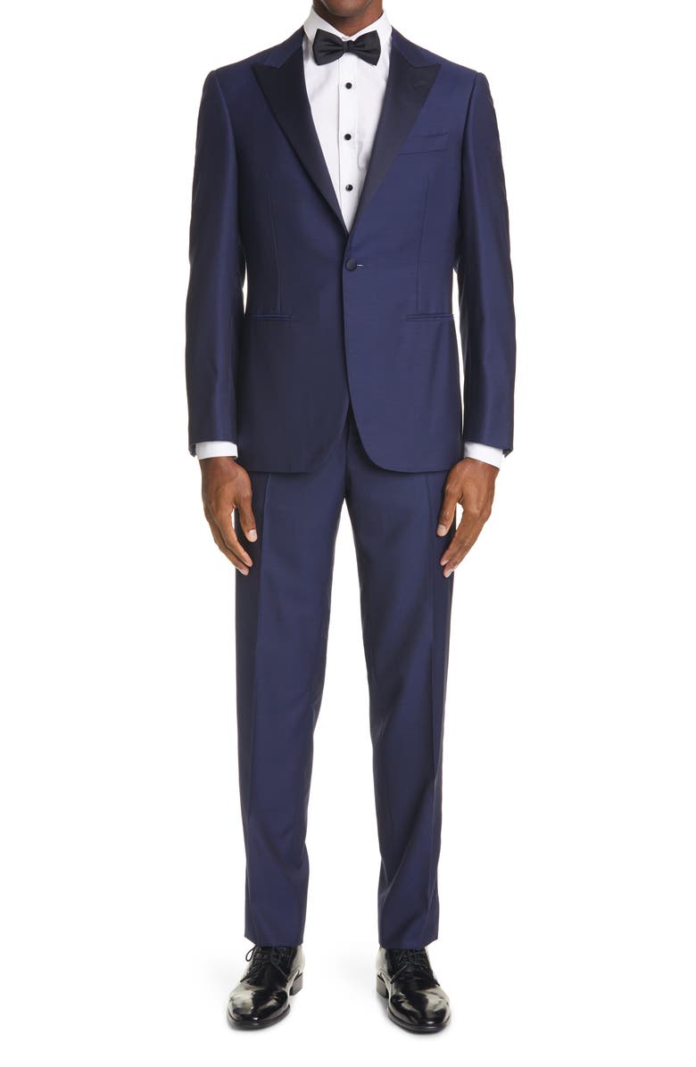 Canali Sienna Contemporary Peaked Lapel Wool Suit, Main, color, 
