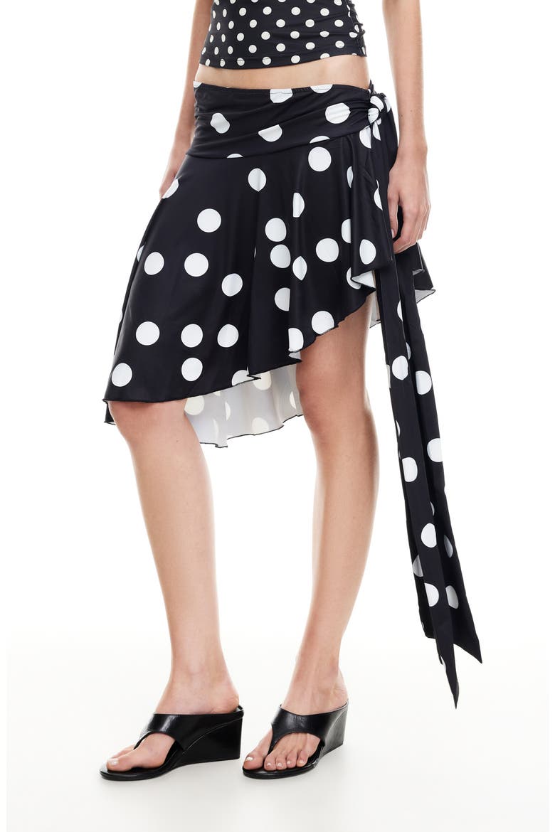 Safari Asymmetric Midi Skirt, Alternate, color, NOIR POLKA