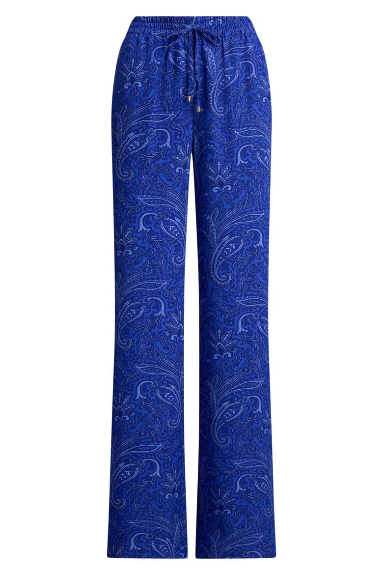 Floral Print Wide Leg Pants, Alternate, color, BLUE/ MULTI