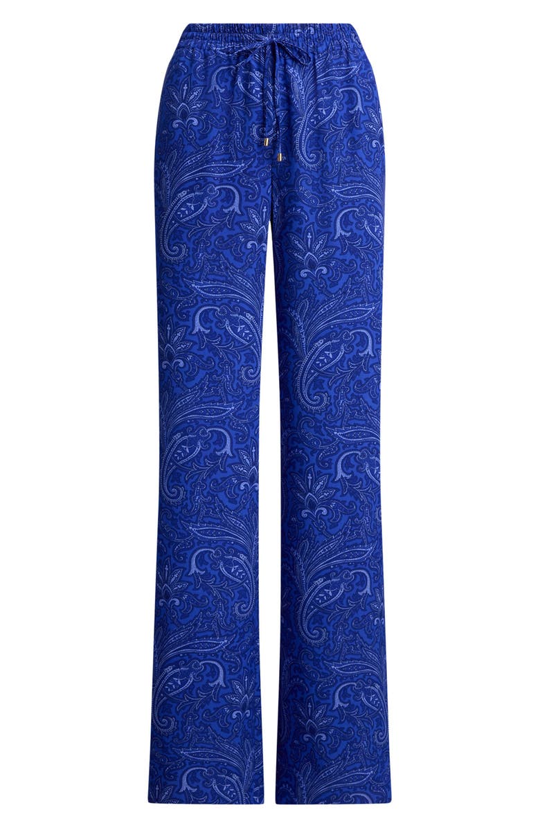 Lauren Ralph Lauren Floral Print Wide Leg Pants, Alternate, color, Blue/ Multi