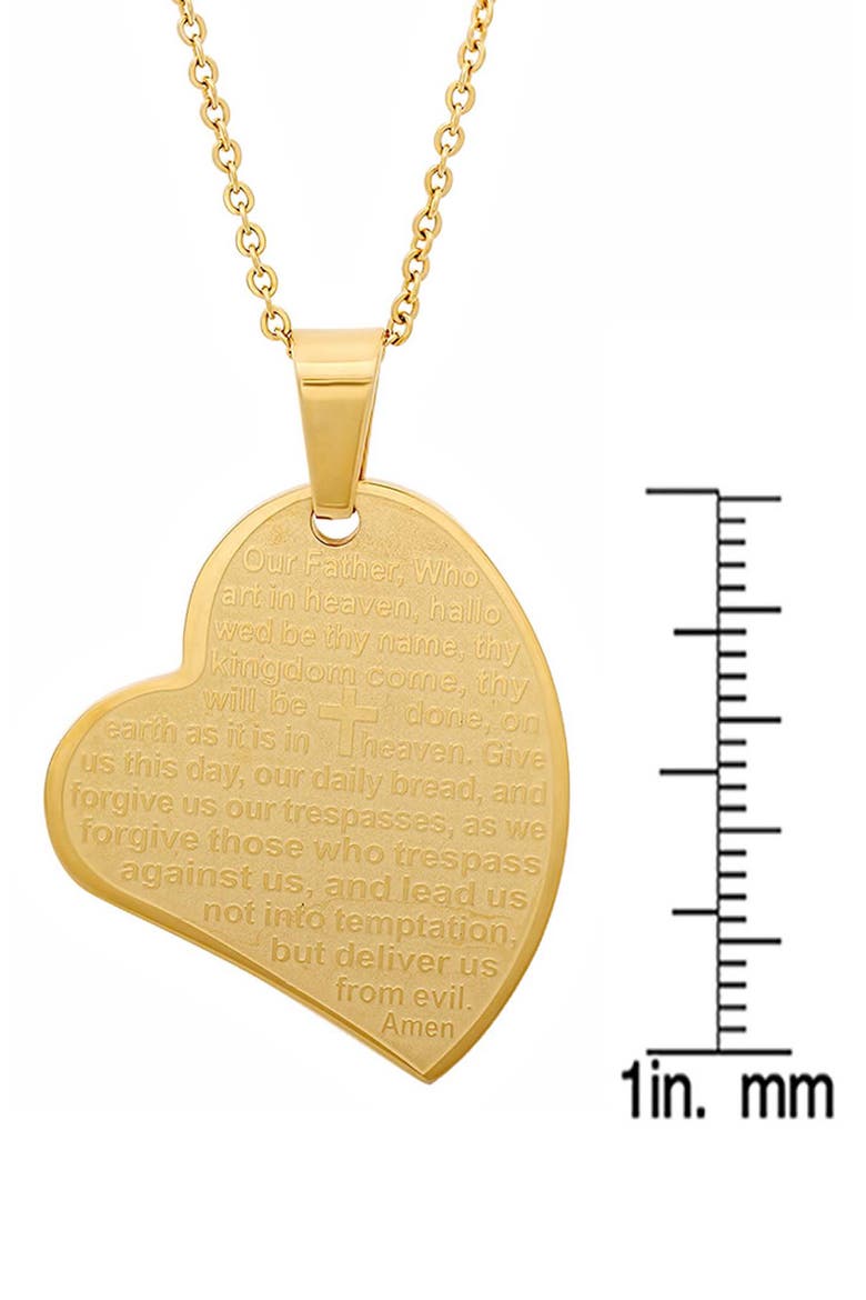 Lord's Prayer Heart Pendant Necklace, Alternate, color, GOLD