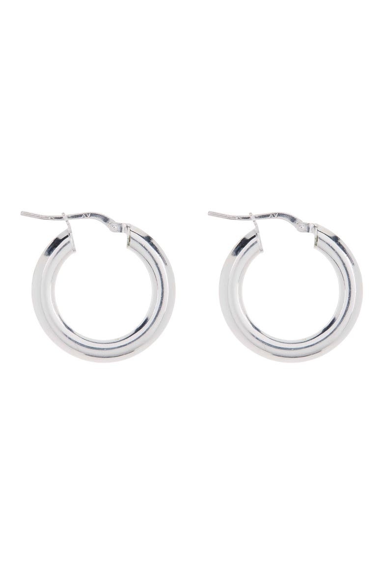 Sterling Silver Medium Tube Hoop Earrings, Main, color, SILVER