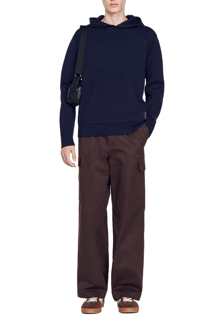 Knit hoodie, Alternate, color, Navy blue