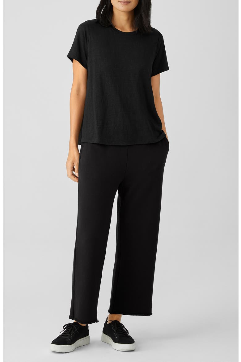 Organic Linen Crewneck T-Shirt, Alternate, color, BLACK