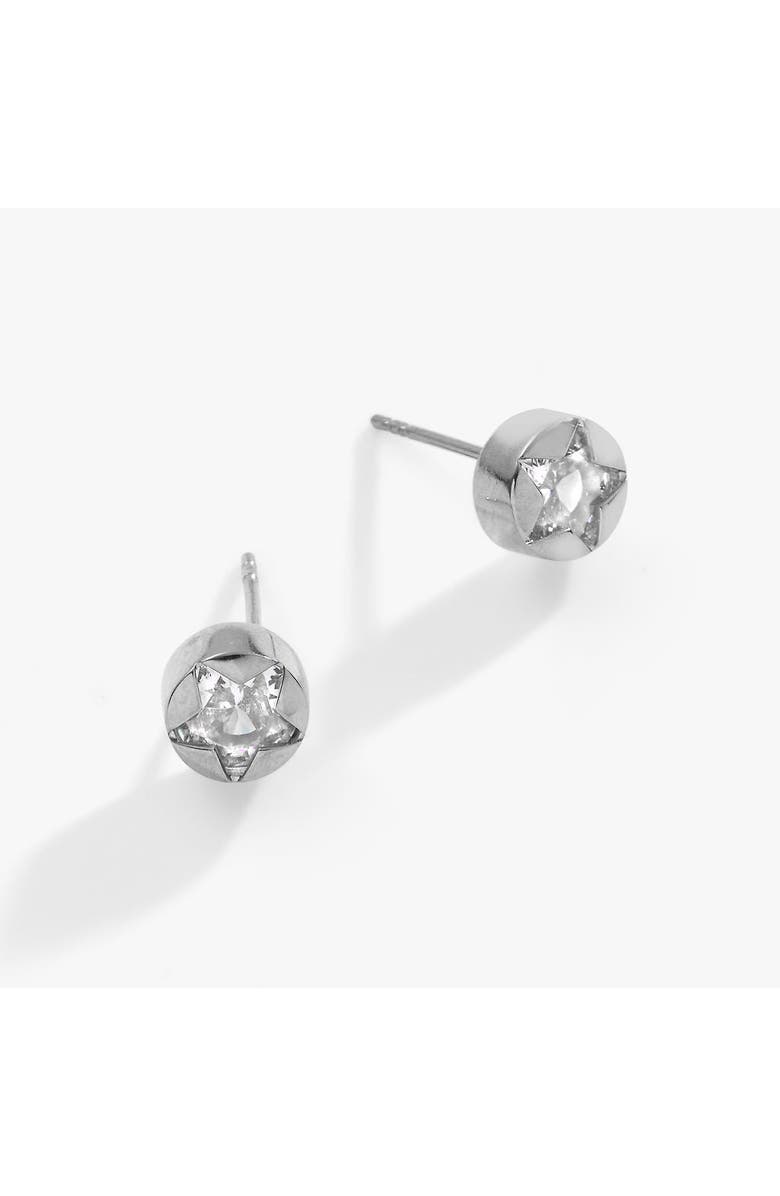 Alex and Ani Crystal Star Mini Stud Earrings, Main, color, Silver