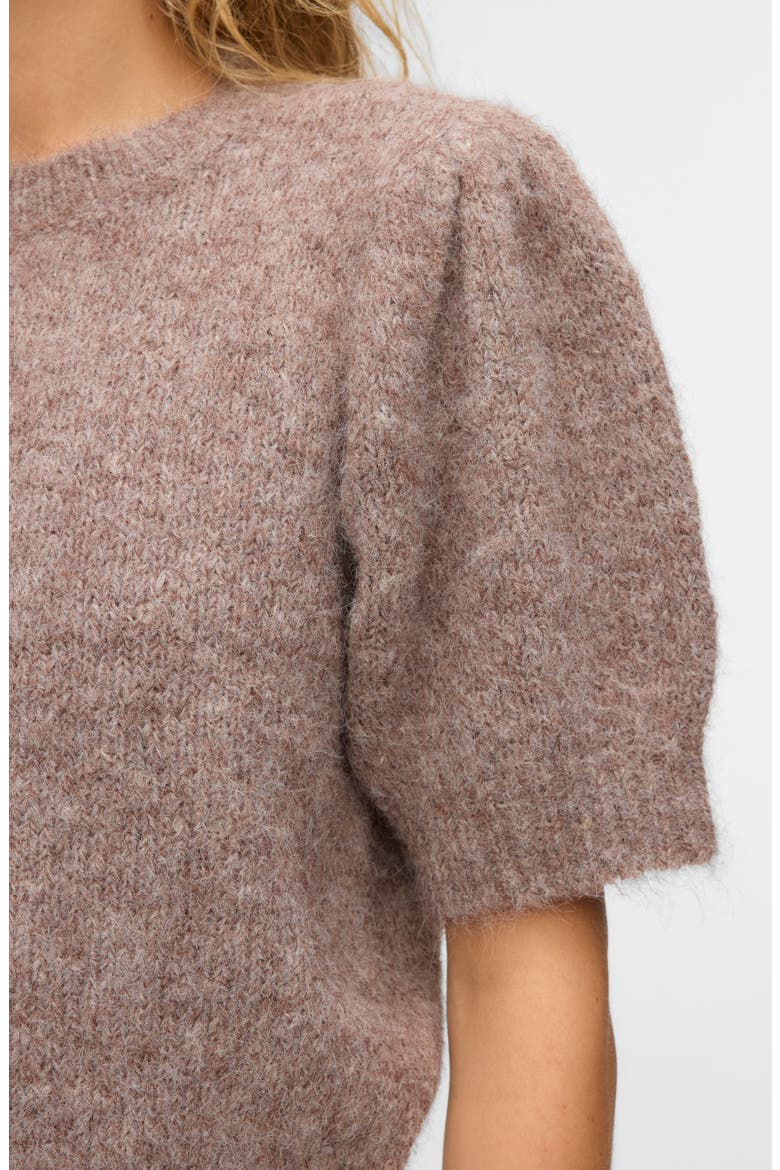 Novah Short Sleeve Sweater, Alternate, color, BROWN LENTIL DETAIL MELANGE