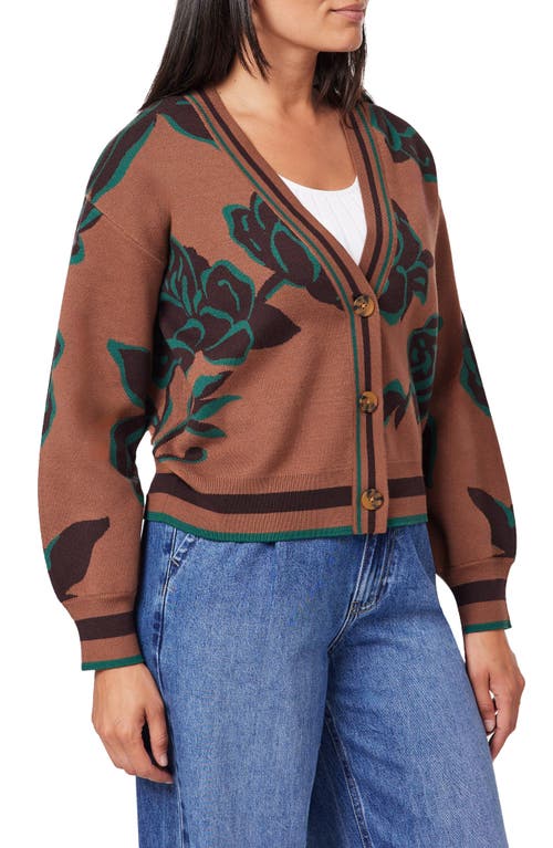 Scotch & Soda Floral Jacquard Cardigan In Brown