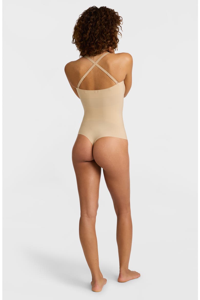 Zone Smoothing Open Bust Bodysuit, Alternate, color, BEIGE