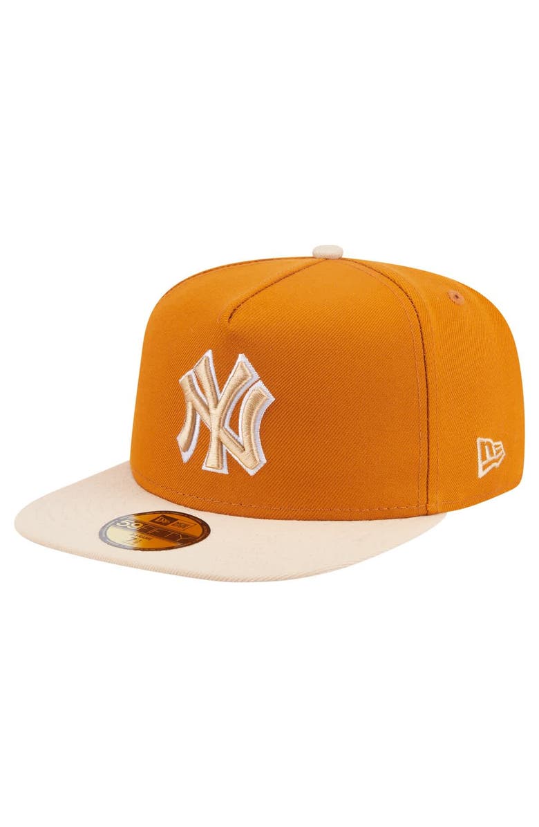 New Era Men's New Era Orange/Light Beige New York Yankees Two-Tone Color Pack A-Frame 59FIFTY Fitted Hat, Main, color, Orange