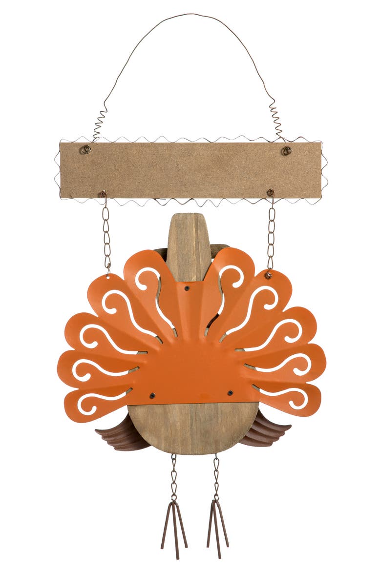 Iron Wooden Turkey Welcome Wall Decor, Alternate, color, Orange