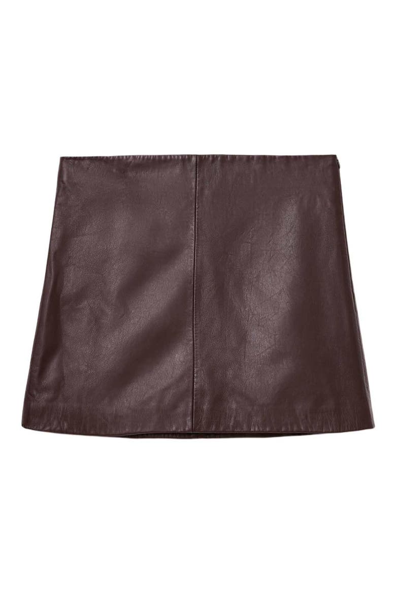 Renai Leather Miniskirt, Alternate, color, OXBLOOD RED
