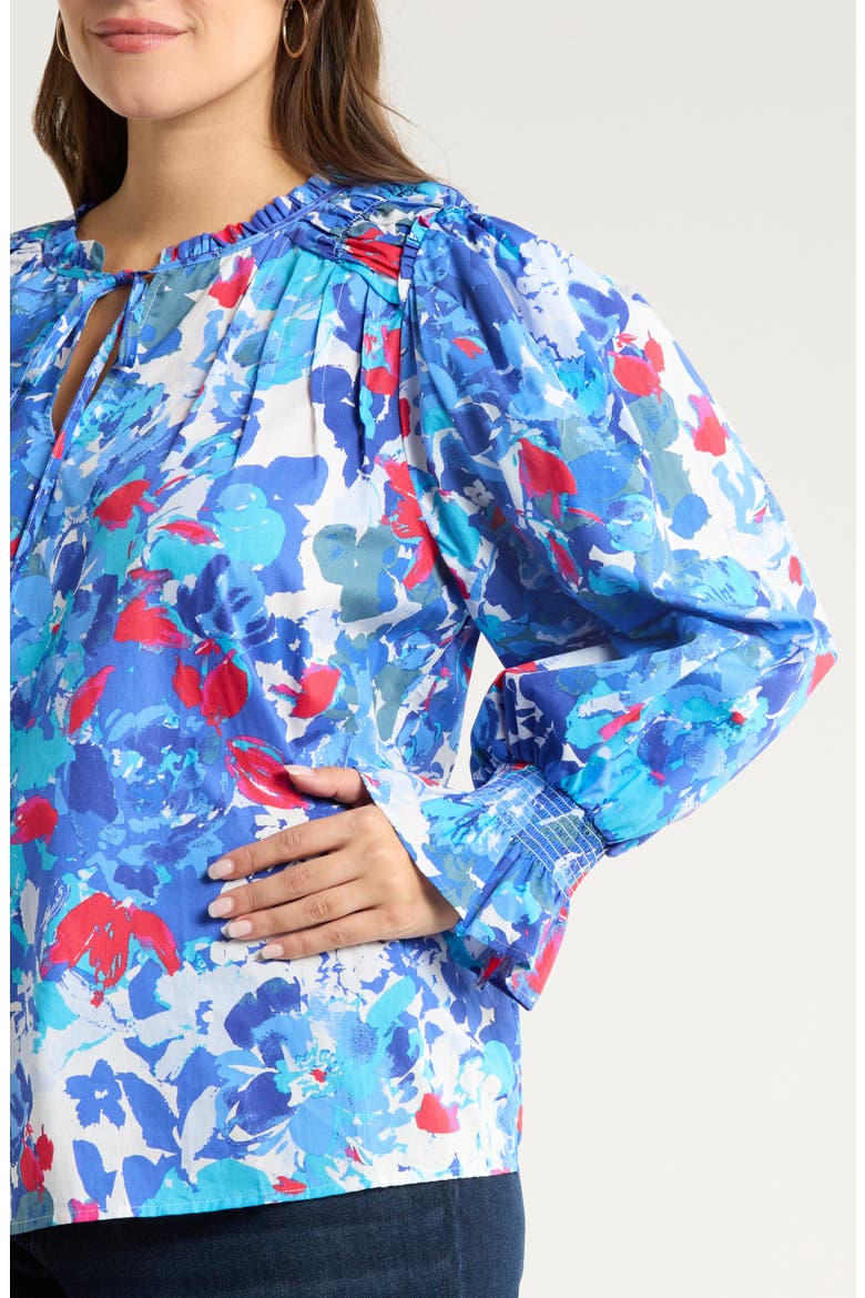 Canvas Floral Print Shirt, Alternate, color, CREAM-BLUE
