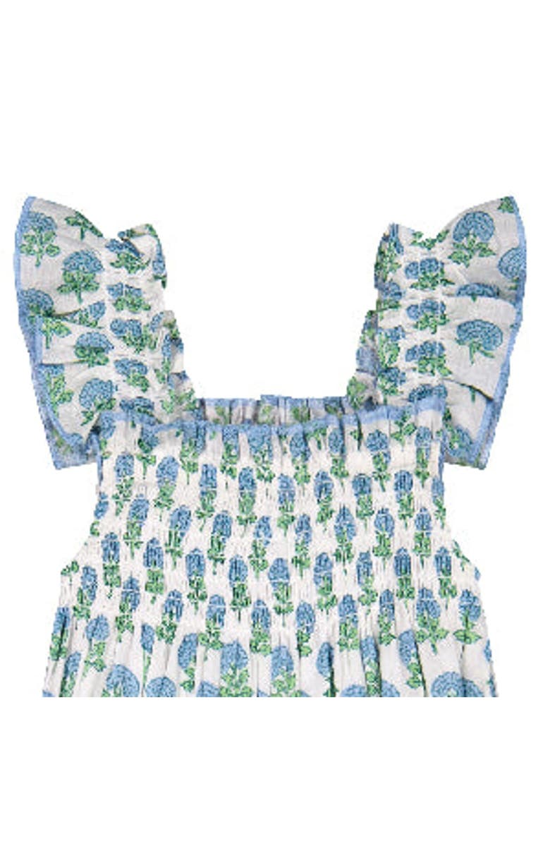 Mer St. Barth Mini Paloma Girl's Dress, Alternate, color, Aqua Floral Block Print