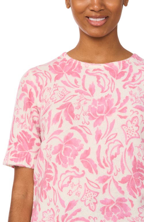 Cece Floral Short Sleeve Sweater In New Ivory