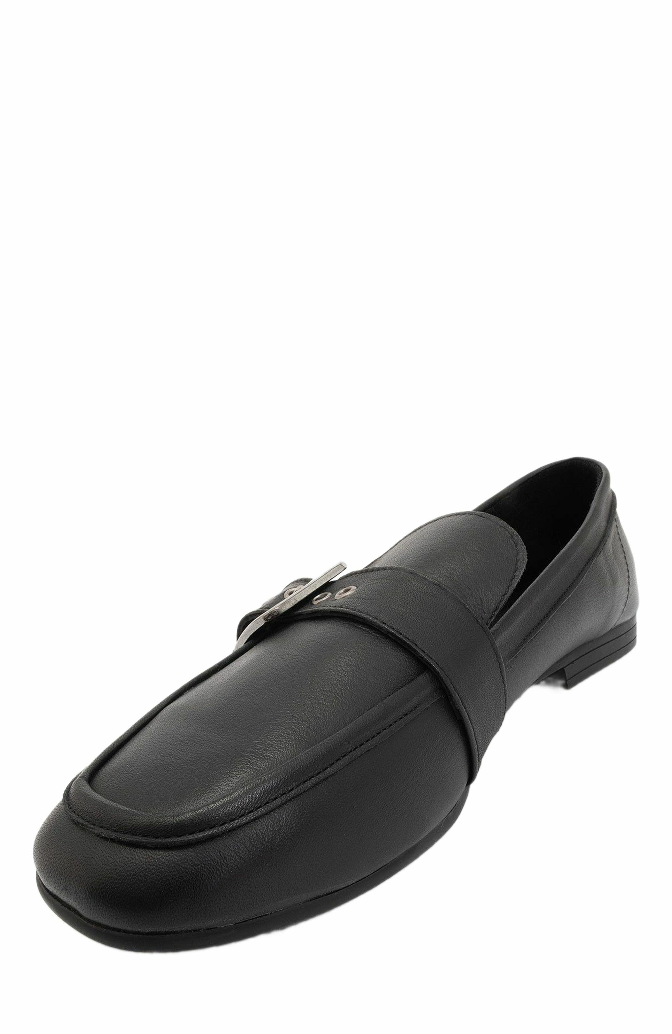 Forever & Always Shoes Jade Leather Flat Loafers, Alternate, color, Black Leather
