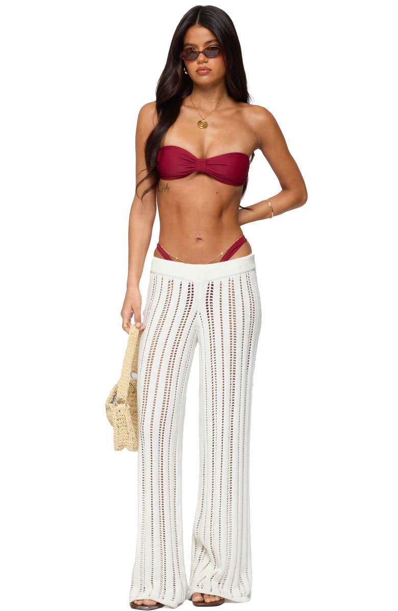 EDIKTED Echo Open Stitch Cover-Up Pants, Alternate, color, Cream