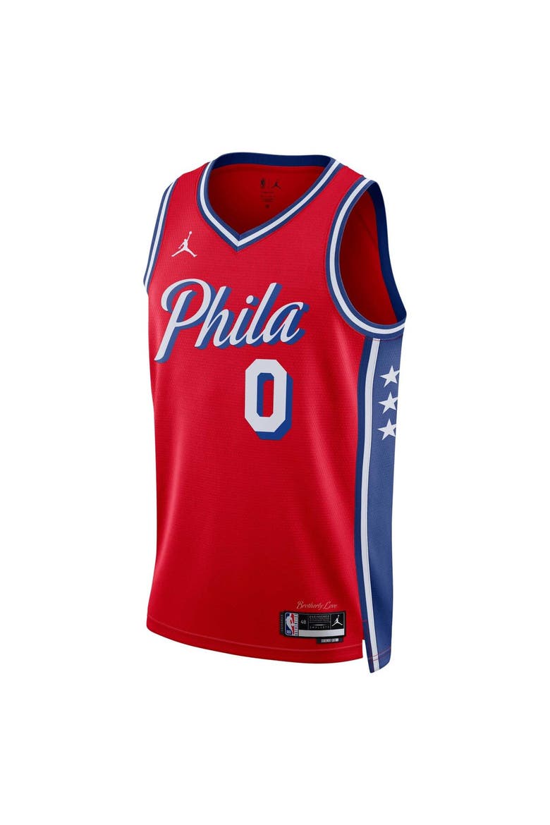 Unisex Jordan Brand Tyrese Maxey Red Philadelphia 76ers Swingman Jersey - Statement Edition, Alternate, color, Red