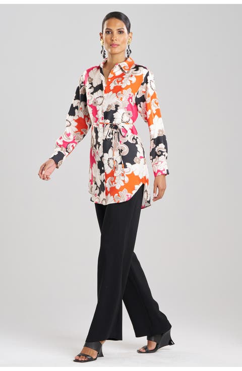 Cressida - Printed Silk Twill Button Up Tunic Shirt