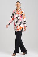 Natori Cressida - Printed Silk Twill Button Up Tunic Shirt