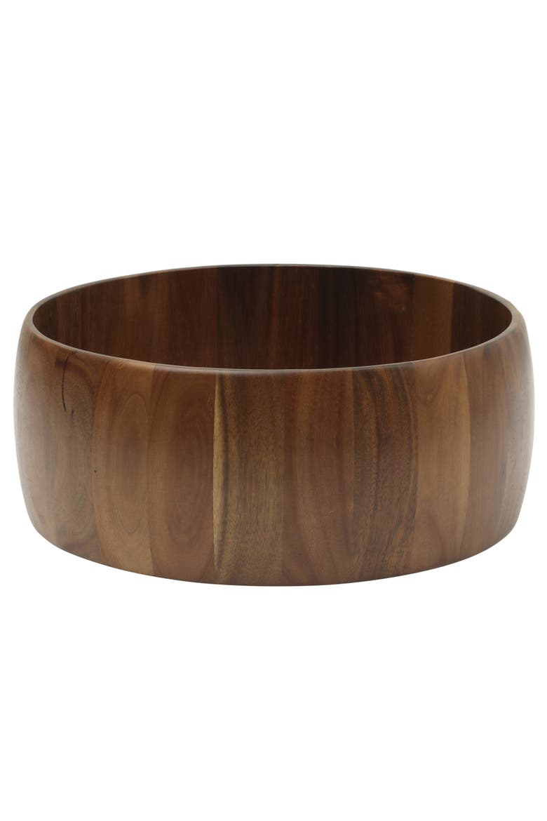 Laurelton Large Acacia Wood Salad Serving Bowl Set, Alternate, color, Brown