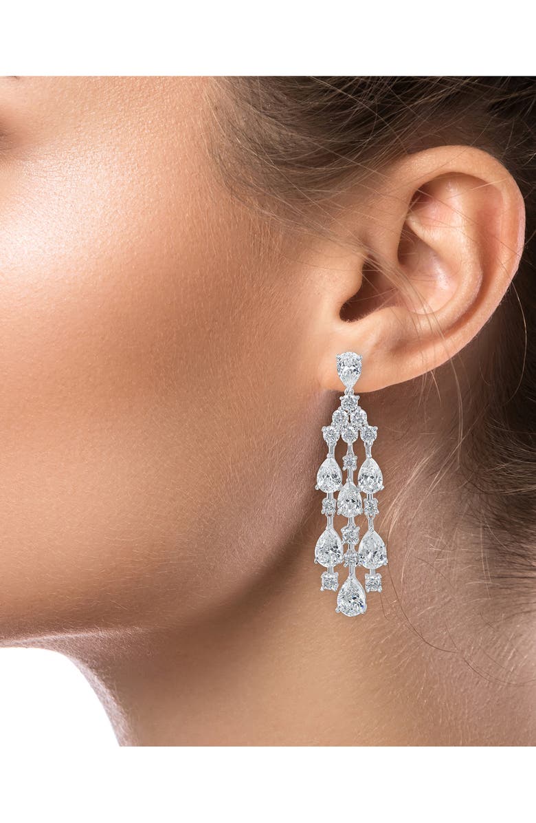 CZ by Kenneth Jay Lane Cubic Zirconia Chandelier Drop Earrings, Alternate, color, Clear/ Silver