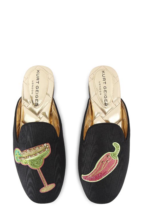 Kurt Geiger London Cocktail & Pepper Embroidered Mules In Black