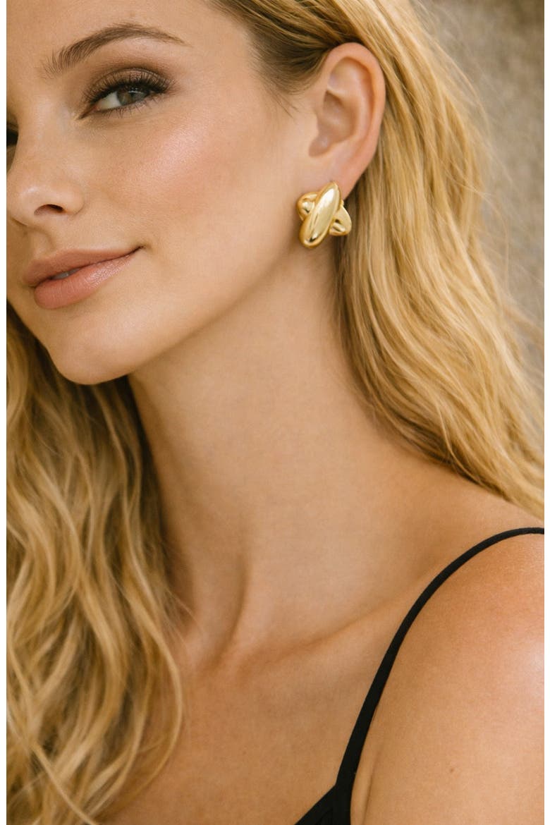 Marcella Stud Earrings, Alternate, color, GOLD