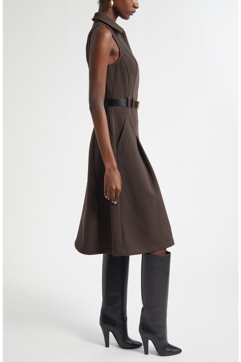 Kylo Belted Sleeveless Shirtdress, Alternate, color, DARK BROWN