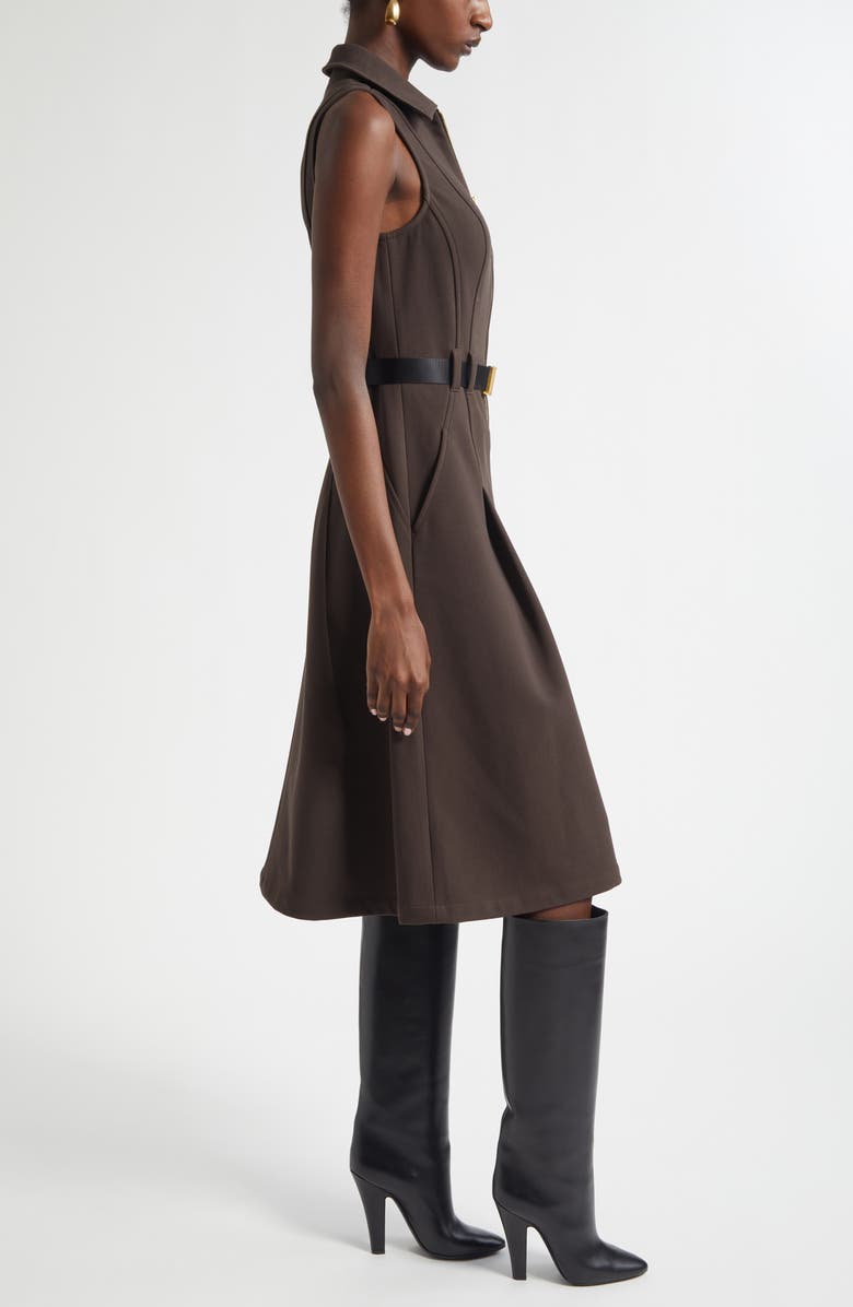 L'AGENCE Kylo Belted Sleeveless Shirtdress, Alternate, color, Dark Brown