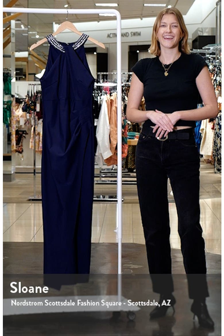 Contour Collection Halter Neck Column Evening Gown video