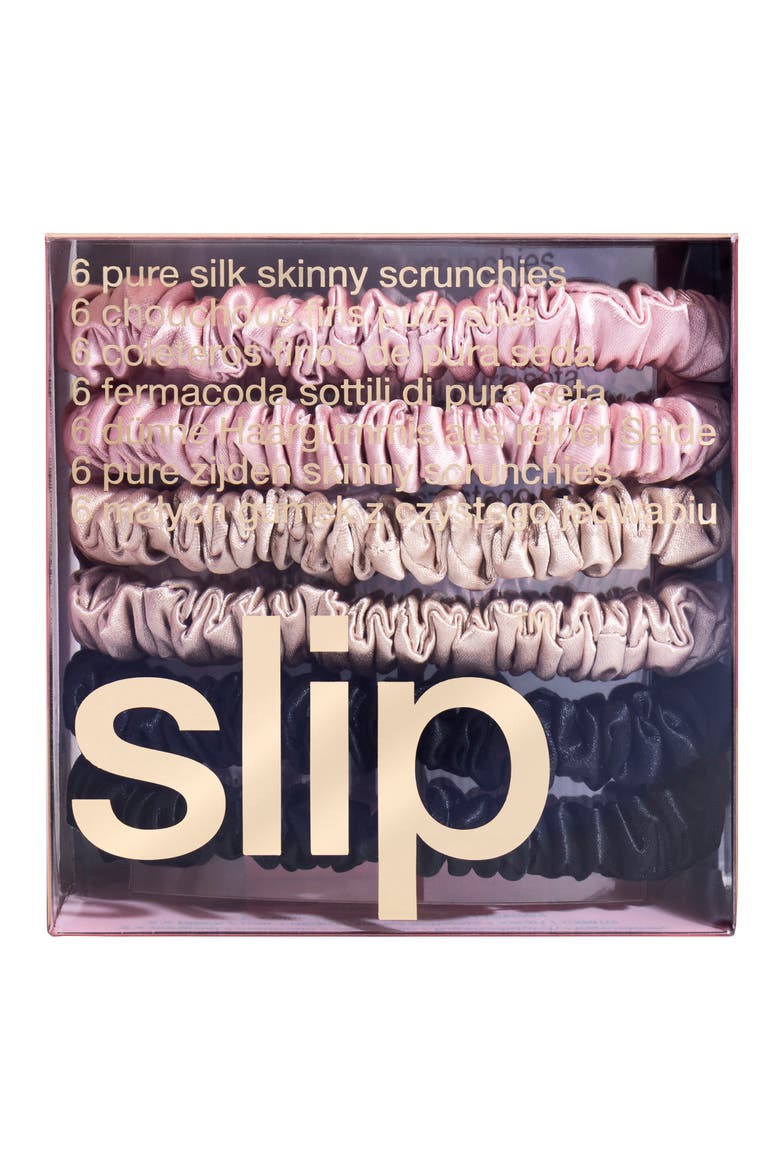 Pure Silk 6-Pack Skinny Scrunchies, Alternate, color, MULTI