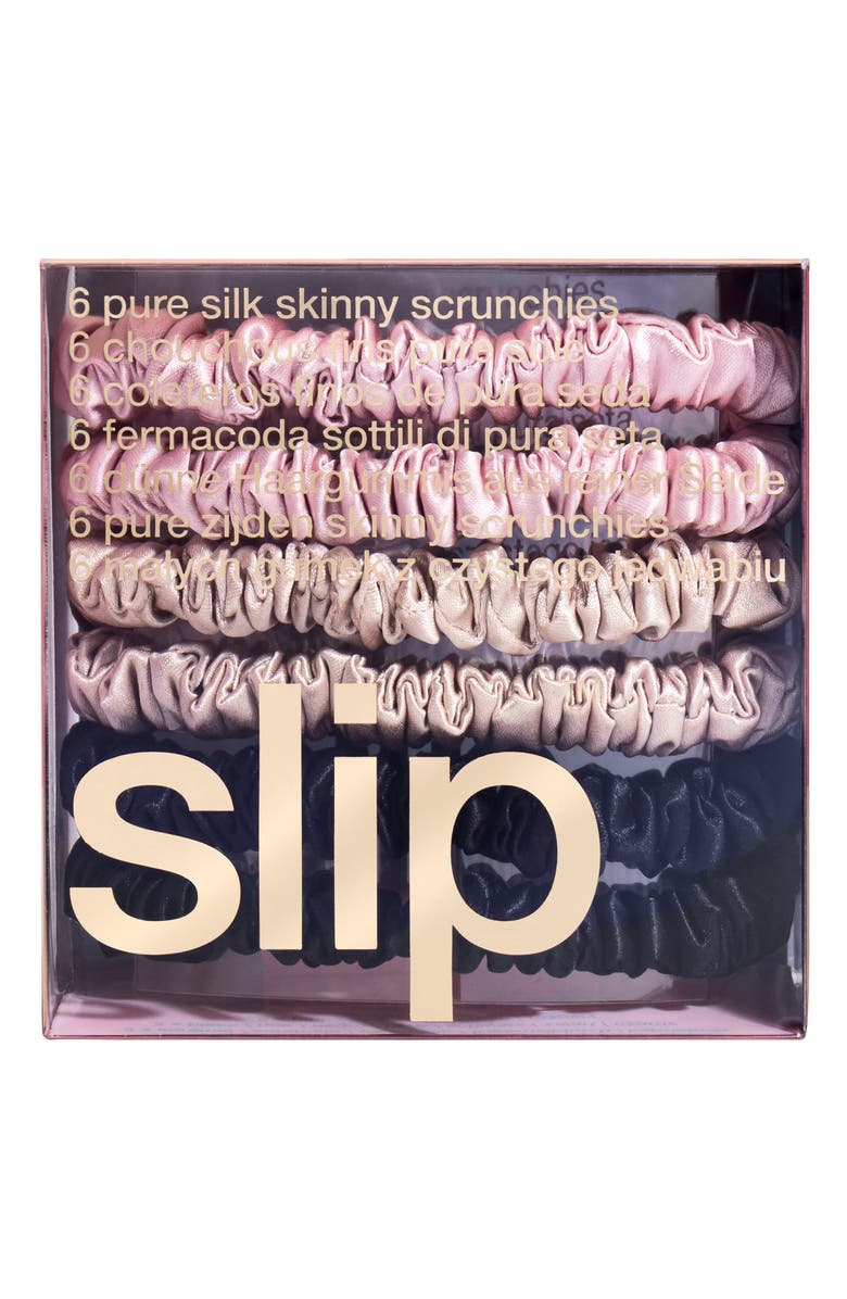 slip Pure Silk 6-Pack Skinny Scrunchies, Alternate, color, Pink Multi