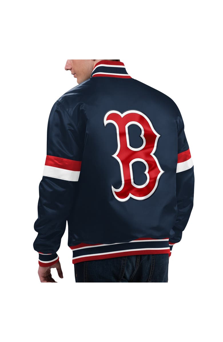 STARTER Men's Starter Navy Boston Red Sox Home Game Satin Full-Snap Varsity Jacket, Alternate, color, 