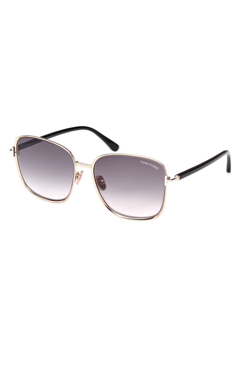 TOM FORD Fern 57mm Square Sunglasses, Alternate, color, Shiny Rose Gold / Smoke